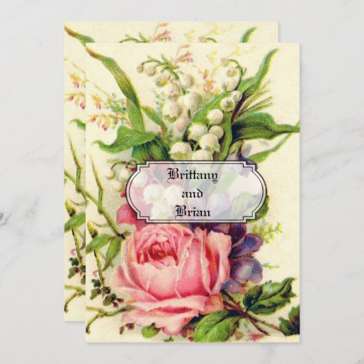 ヴィンテージフローラ結婚披露招待状 招待状 (正面/裏面)