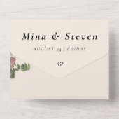 ヴィンテージフローラ結婚蝶 オールインワン招待状 (裏面)