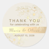 ヴィンテージフローラ結婚金ゴールドクリーム ラウンドシール (正面)