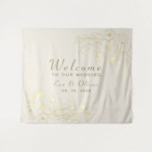 ヴィンテージフローラ結婚金ゴールド歓迎 タペストリー (正面(横))