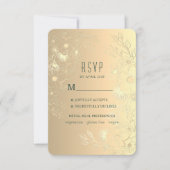 ヴィンテージフローラ結婚金ゴールド 出欠カード (正面)