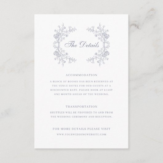 ヴィンテージフローラ結婚Chinoiserieの詳細 エンクロージャーカード (正面)