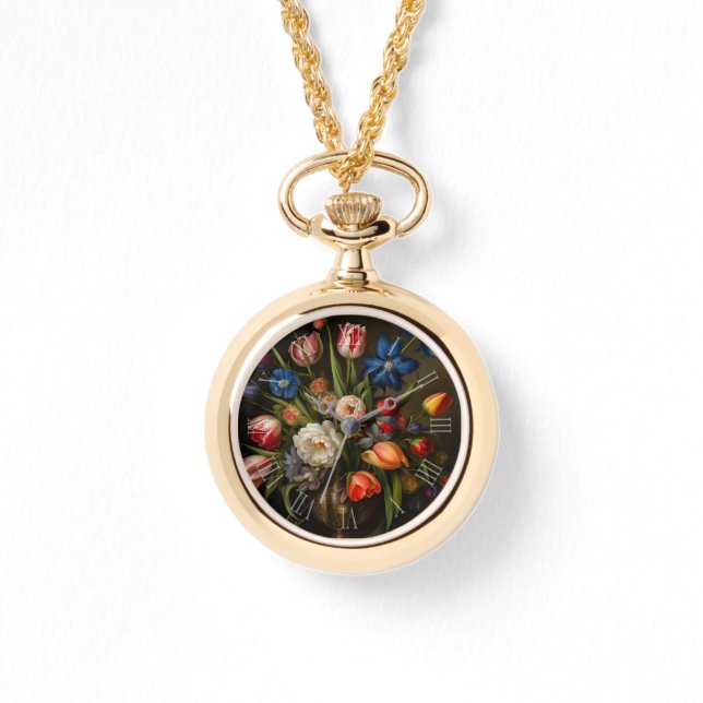 ヴィンテージフローラ絵を描花束W 腕時計 (正面)