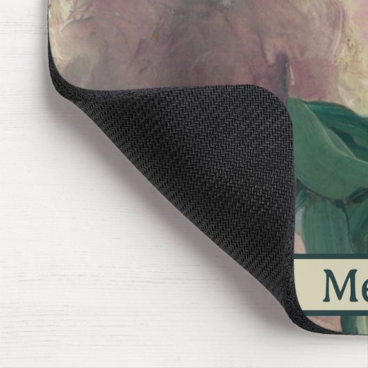 ヴィンテージフローラ絵画マネの牡丹あなたの名前 マウスパッド (コーナー)