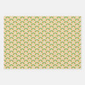 ヴィンテージフローラ緑と黄色のジョンキルパターン ラッピングペーパーシート (正面3)