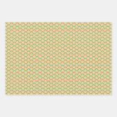 ヴィンテージフローラ緑と黄色のジョンキルパターン ラッピングペーパーシート (正面)