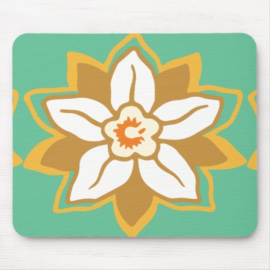 ヴィンテージフローラ緑と黄色のヨンキル模様 マウスパッド (正面)