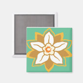 ヴィンテージフローラ緑と黄色のヨンキル模様 マグネット (正面/裏面)