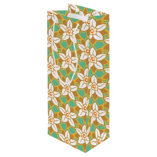 ヴィンテージフローラ緑と黄色のヨンキル模様 ワインギフトバッグ (裏面アングル)