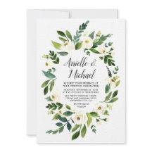 ヴィンテージフローラ緑の庭園の結婚式招待状