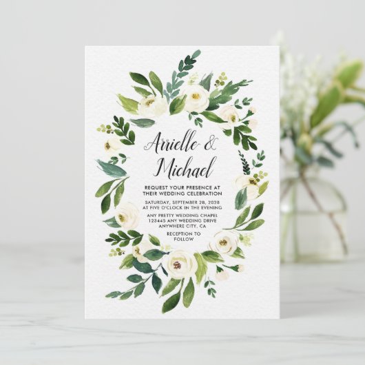 ヴィンテージフローラ緑の庭園の結婚式招待状 招待状 (スタンド正面)