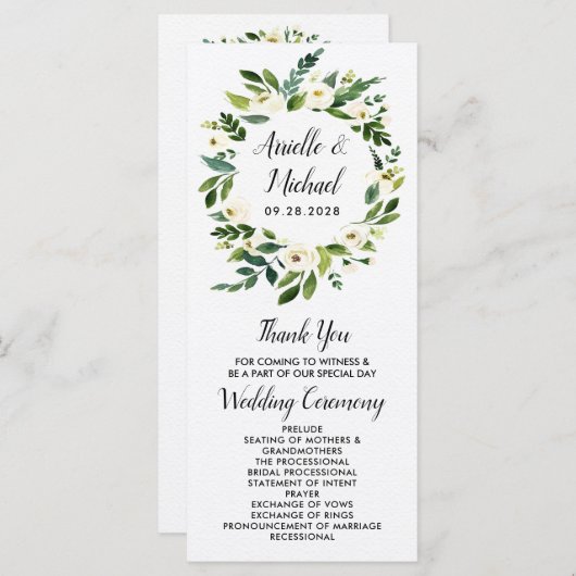 ヴィンテージフローラ緑化庭園の結婚式プログラム プログラム (正面/裏面)