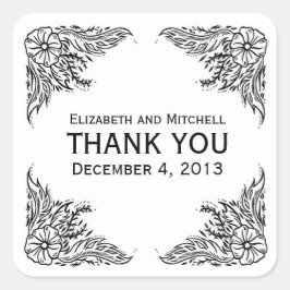 ヴィンテージフローラ縁どありがとうシール スクエアシール