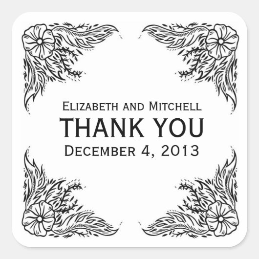 ヴィンテージフローラ縁どありがとうシール スクエアシール (正面)