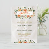 ヴィンテージフローラ縁どブル結婚スQR 招待状 (スタンド正面)