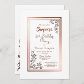 ヴィンテージフローラ縁ど金ゴールドサプライズ21歳の誕生日 招待状 (正面/裏面)