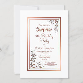 ヴィンテージフローラ縁ど金ゴールドサプライズ21歳の誕生日 招待状