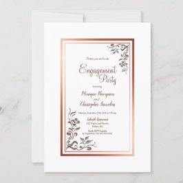 ヴィンテージフローラ縁ど金ゴールド婚約パーティ 招待状