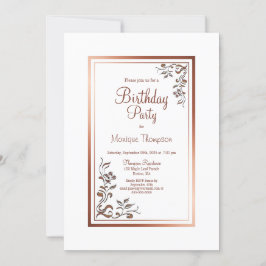 ヴィンテージフローラ縁ど金ゴールド誕生日パーティー 招待状
