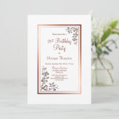 ヴィンテージフローラ縁ど金ゴールド21歳の誕生日パーティー 招待状 (スタンド正面)