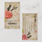 ヴィンテージフローラ美容師ガーリー鋏 予約カード (正面/裏面)