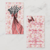 ヴィンテージフローラ美容師ピンクガーリー色 名刺 (正面/裏面)