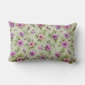 "ヴィンテージフローラ腰枕 – セージ緑とピン ランバークッション (裏面)