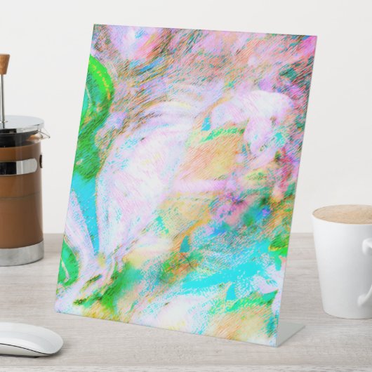 ヴィンテージフローラ自然 – ロマンチック抽象芸術花 台座サイン (インサイチュ)