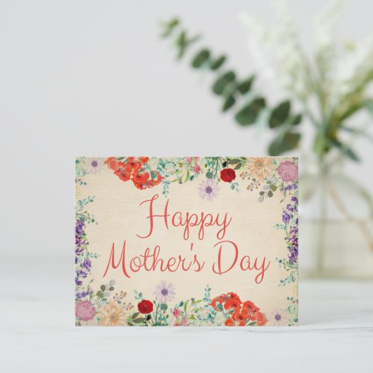 ヴィンテージフローラ花が咲く母の日 ポストカード (スタンド正面)