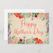 ヴィンテージフローラ花が咲く母の日 ポストカード (正面/裏面)