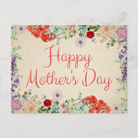 ヴィンテージフローラ花が咲く母の日 ポストカード (正面)