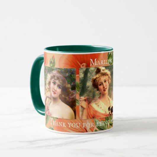 ヴィンテージフローラ花嫁ありがとう写真マグ マグカップ (正面左)