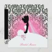 ヴィンテージフローラ花嫁シルエットブライダルシャワー 招待状 (正面/裏面)