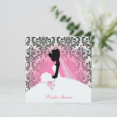 ヴィンテージフローラ花嫁シルエットブライダルシャワー 招待状 (スタンド正面)