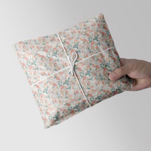 ヴィンテージフローラ花継ぎ目パターン 薄葉紙