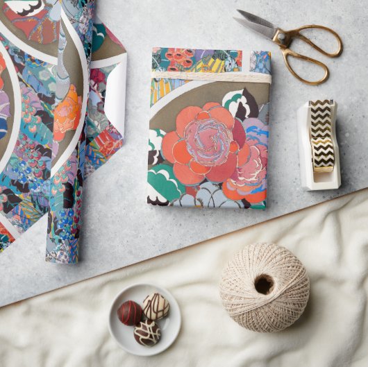 ヴィンテージフローラ芸術 ラッピングペーパー (クラフト)