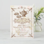 ヴィンテージフローラ茶パーティーブライダルシャワー招待状 招待状 (スタンド正面)