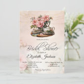 ヴィンテージフローラ茶パーティーブライダルシャワー 招待状 (スタンド正面)