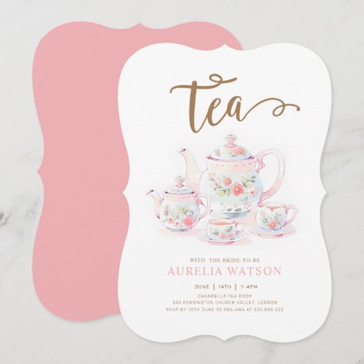 ヴィンテージフローラ茶 招待状 (正面/裏面)