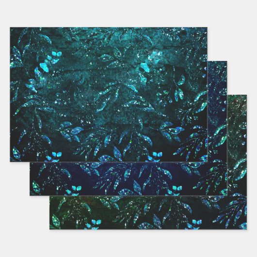 ヴィンテージフローラ葉デコパージ ラッピングペーパーシート (セット)