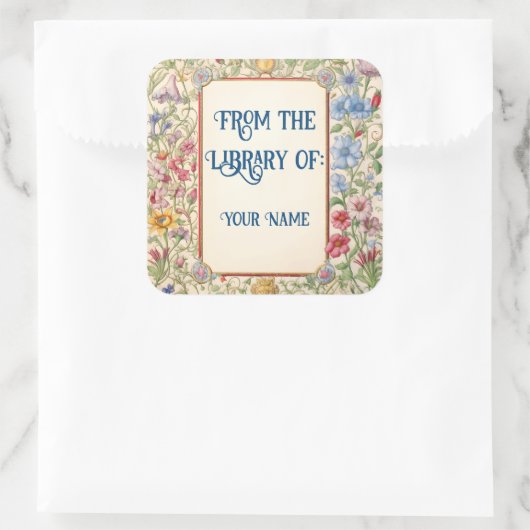 ヴィンテージフローラ蔵書票 スクエアシール (バッグ)