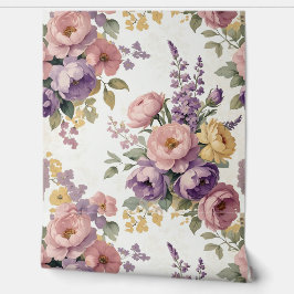 ヴィンテージフローラ薄紫とピンク牡丹の皮とスティック 壁紙