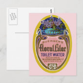ヴィンテージフローラ薄紫トイレ用水ラベル ポストカード (正面/裏面)