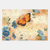 ヴィンテージフローラ蝶のデコパージュ ラッピングペーパーシート (正面3)