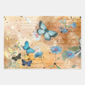 ヴィンテージフローラ蝶のデコパージュ ラッピングペーパーシート (正面2)