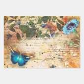 ヴィンテージフローラ蝶のデコパージュ ラッピングペーパーシート (正面)