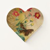 ヴィンテージフローラ蝶のハート型 ノートブック (裏面)