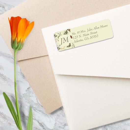 ヴィンテージフローラ蝶パターン ラベル