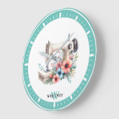 ヴィンテージフローラ裁縫のマモノグラムのシン名 ラージ壁時計 (傾斜)