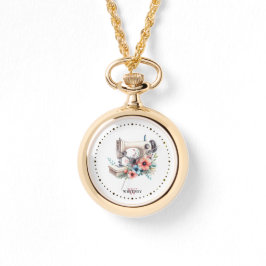 ヴィンテージフローラ裁縫マシモノグラムのンネックレス 腕時計